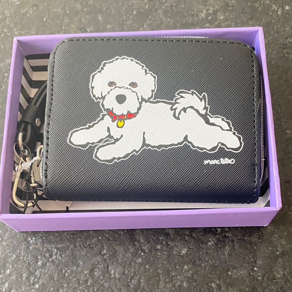 NIB Marc Tetro Bichon Frise wristlet.